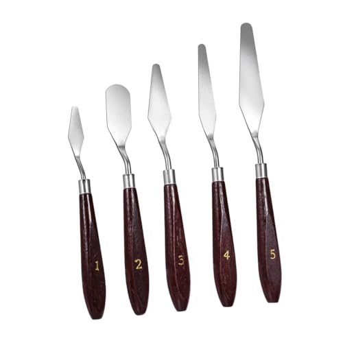 Beatifufu Stainless Steel Painting Scrapper Knife Palette Knife for Painting 5 Pieces Set for Artists Students Random Color