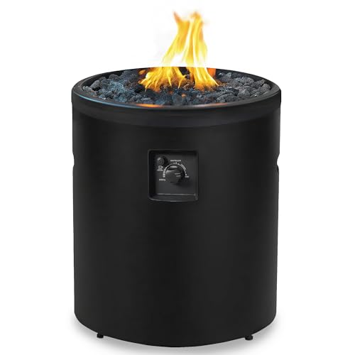 Four Seasons Outdoor Propane Fire Pit, Steel Gas Fireplace for Patios, 23', Black, Round