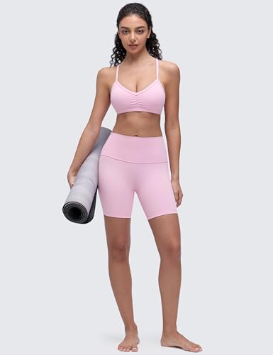 Image of CRZ YOGA Butterluxe Ruched Sports Bras | Light Support, Removable Pads, Yoga, Extremely Soft, Y Back, V Neck, Spaghetti Straps, for Women