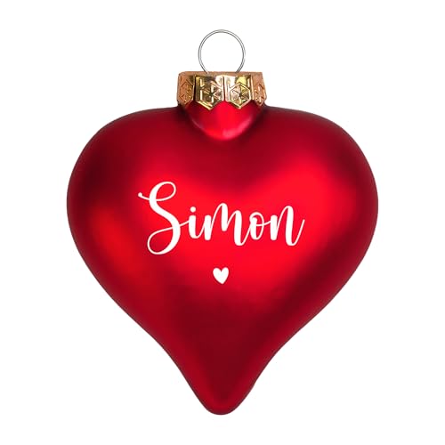 Herz & Heim® Personalisierte Weihnachtsbaumkugel in Herzform aus...