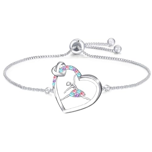 M&Ostyle Dance Bracelet for Girls Crystal Heart Pendant Bracelet Dance Jewelry Gifts for Girls Birthday christmas