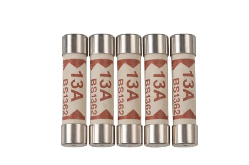 5 x 13A Plug Top Fuses BS1362 | 13 Amp Household Ceramic Cartridge Tube Fuse 240V/250V 6.3x25mm for UK Mains Electrical Appliances