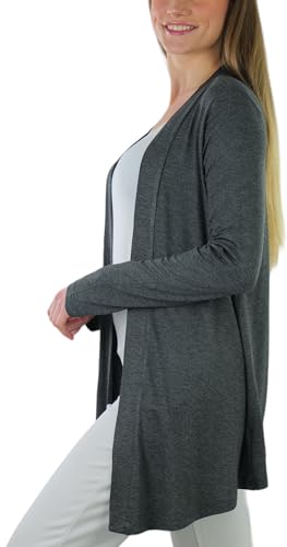 Image of ToBeInStyle Womens Open Front Long Sleeve Lightweight Asymmetrical Draped Cardigan with Side Pockets