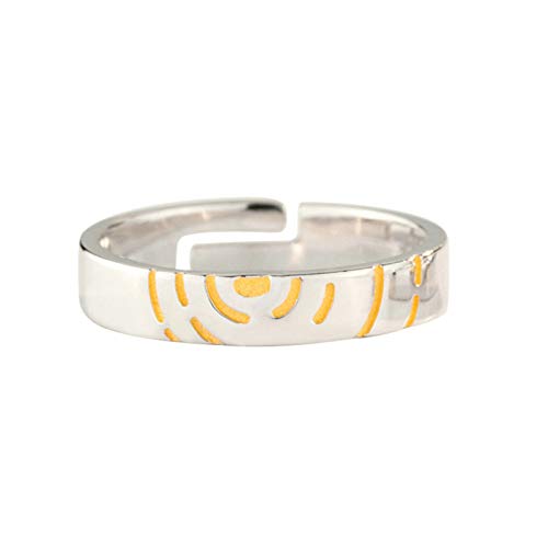 Bague de mariage couple ondulation en argent réglable pour le quotidien