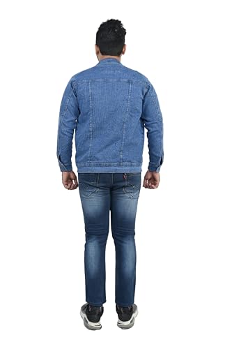 Image of Classic Denim Jacket, Medium Wash Blue, Button Front, Long Sleeve
