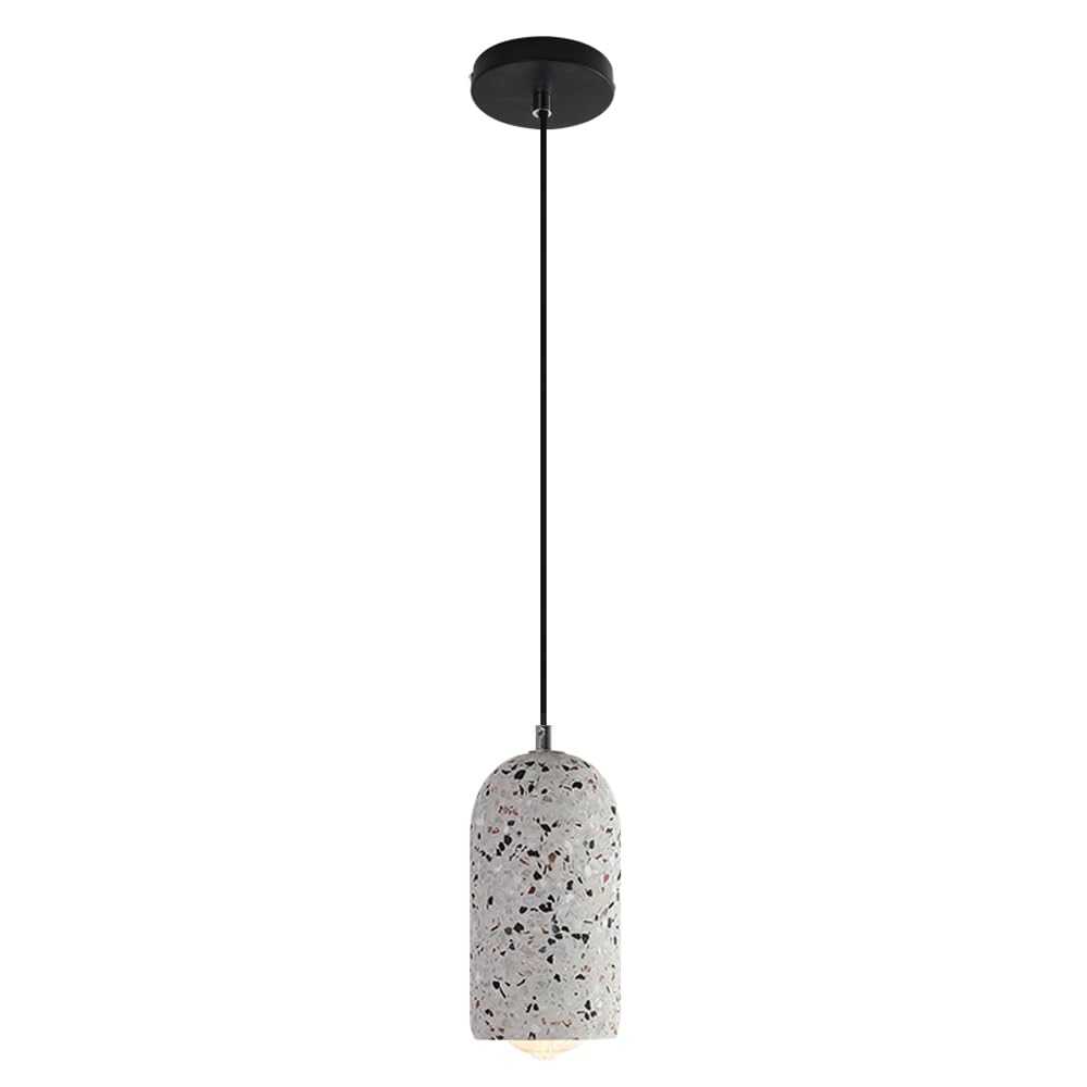 ZGDHWCR Single Head Minimalist Hanging Lamp, Natural Terrazzo Hanging Lamp, Nordic Industrial Style Chandelier, Kitchen Island Bedroom Living Room Decoration Light Fixtures
