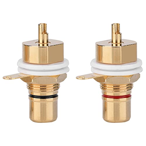 2 Pcs RCA Gold Plated Copper Socket,RCA Female Panel Mount Chassis Socket Jack Connector,Audio Socket RCA Terminal Connector Female Jack,RCA Female Jack Terminal Socket Adapter for Amplifiers by plplaaoo - Used condition - CA$12.07