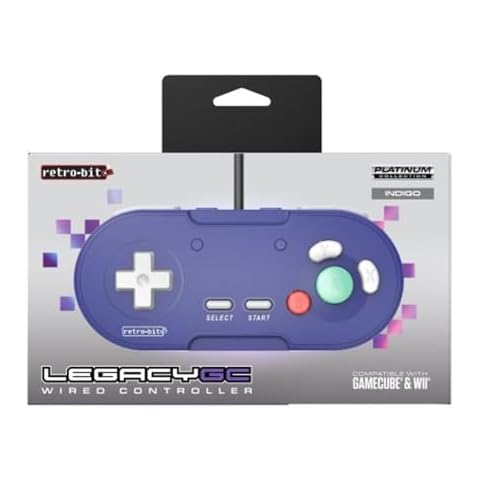 Retro-Bit Legacy GC Wired Controller - for Official/Original GameCube & Wii - Indigo Cover