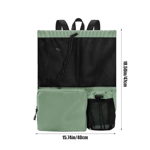 Mesh Backpack, Drawstring Backpack, Swimming Bag, Easy Opening & Closing, Stylish & Durabled Appearance, Various Scenes (Green)2