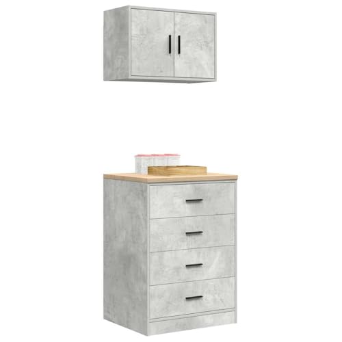 Armario multiusos de madera con acabado estético gris hormigón 5