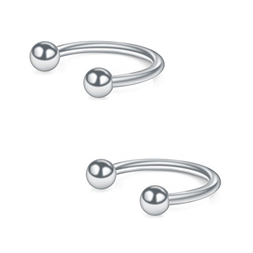 Ruifan 6PCS Ball Crystal Cubic Zirconia Nose Septum Horseshoe Earring Eyebrow Lip Helix Tragus Cartilage Piercing Ring 16G 10mm2