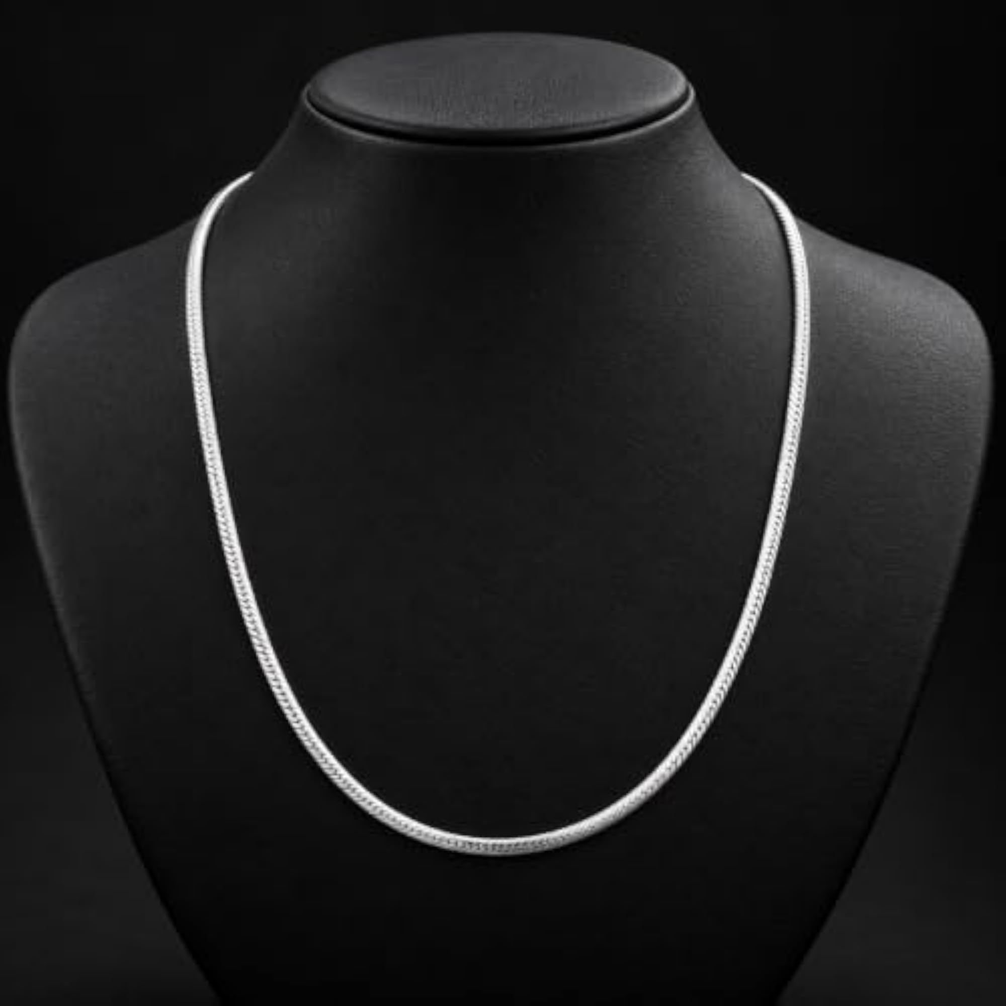 Unisex 925 Sterling Silver Rhodium Plated Chain Necklace