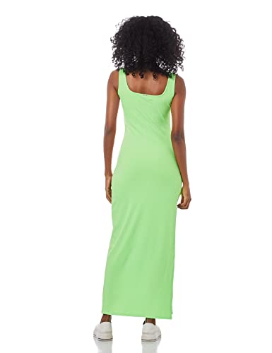 vestido canelado com maxi fenda, Lança Perfume, 2270c limão flúor, G