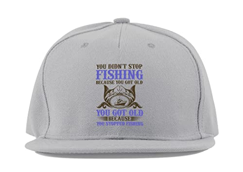 Casquette de baseball unisexe grise à visière plate en coton pour passionnés de pêche