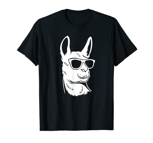 Lama amusant avec silhouette de lunettes de soleil T-Shirt