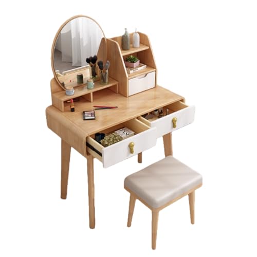 �h���b�V���O�e�[�u�� 2�̑傫�Ȉ����o���t�����C�ރh���b�V���O�e�[�u���Z�b�g ���[�L���r�l�b�g 3�g�[���Ɩ��~���[�I�b�g�}�� ���� ���̎q�p�̃h���b�V���O�e�[�u���f�X�N (���ؐF + �z���C�g,���C�g�Ȃ� - 70cm) [���s�A���i]