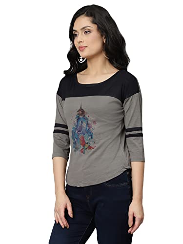 Image of OM SAI LATEST CREATION Women's New 3D Printed Lycra 3 /4 Sleeve Regular Fit Office wear,Casual wear Western Top