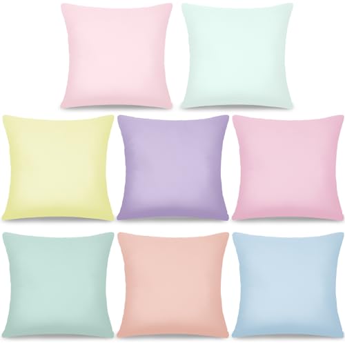 8Pcs 18 x 18 Inch Decorative Throw Pillow Covers Pastel Mix Color...