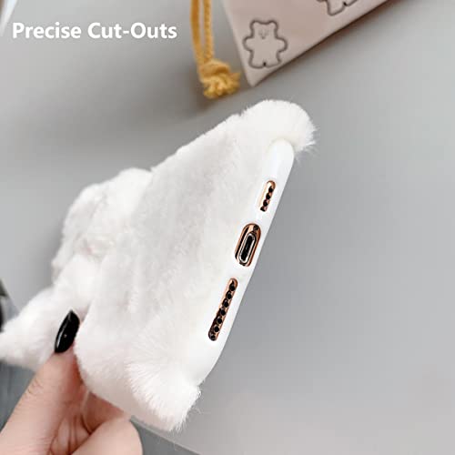 Coque peluche iPhone 16 Plus chat 3D blanc en fausse fourrure - 6