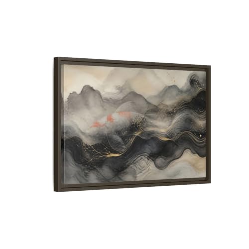 Tableau carpes koi noir et or pour salon élégant au-dessus d'une console