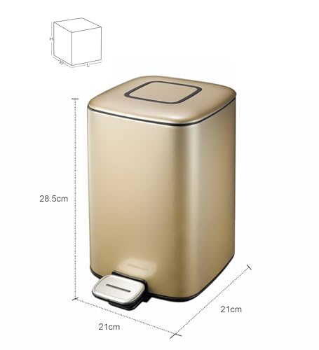 Image of Obsessions Step Dustbin with Fingerprint Resistant, 6 Liters, Champagne Gold