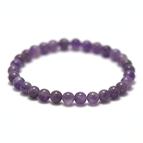 MIRACLES MINÉRAUX Bracelet perle ronde 6 mm, pierre naturelle, création artisanale française, plus de 60 choix (Améthyste 6 mm) Cover