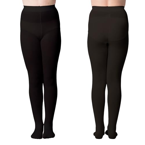 Image of Silky Toes Girls Opaque Microfiber Tights 1-2 Pairs Black White or Colored Nylon Stockings for Kids - ballet footed tights