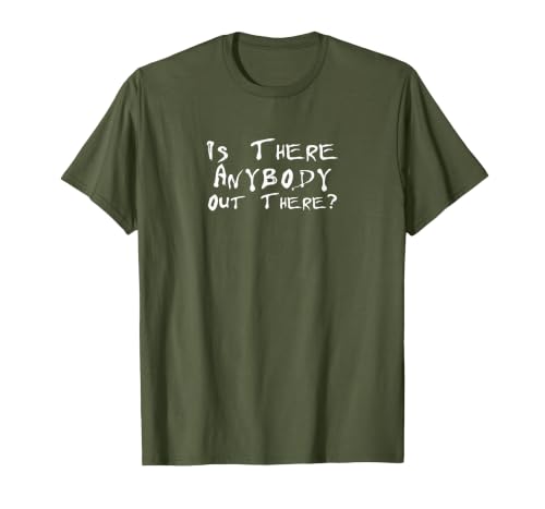 is There Anybody Out There Typography Tee Graphic T-Shirt, Men, Olive Green, Small