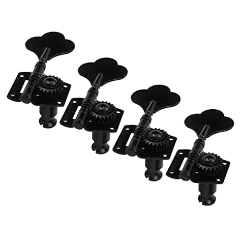 tunery blokujące głowice 4 Sztuk Open Gear 4R Tunery Bass Machine Heads Tuning Pegs Black Gear Ratio 1:19 Dla Praworęcznego Basu Elektrycznego