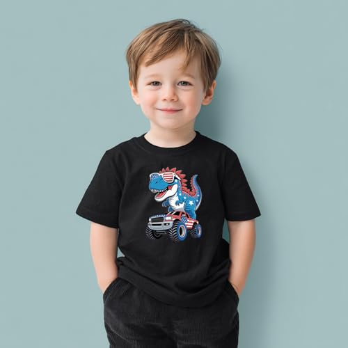 Image of Boys Constitution Day 250 Anniversary USA Shirt Independence Shirt 3-8T | for Kids Boys Girls Toddlers 3T-8T, 4th of July Dinos Flag Patriotic Tee, Independence Day