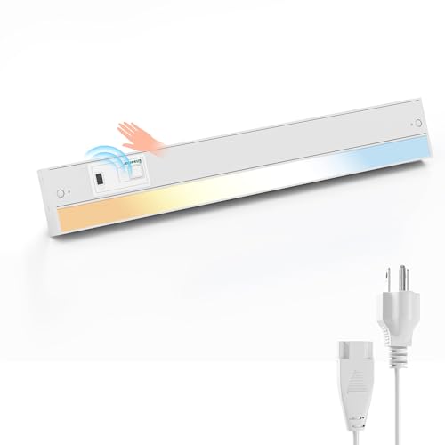 Ensenior 18 Inch Hand Wave LED Under Cabinet Lighting Plug in or Hardwired with Dimmable 5CCT CRI...