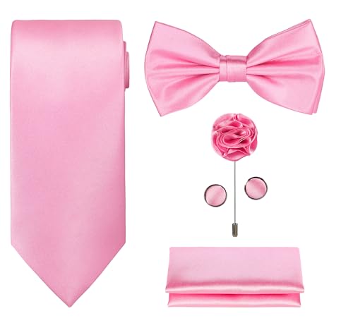 Image of Tie G .5pcs Tie set in a gift box : Tie sets : Solid color Neck tie,Satin Bow tie,Pocket Square, Lapel, Cuffs link