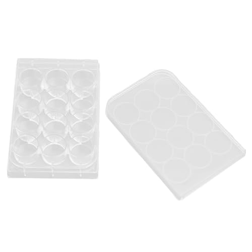 Fdit Uniform Thick Cell Culture Tissue Plate, 10pcs Transparent Plate with Lid for Laboratory, Biology, Chemistry Experiment (12 Well)