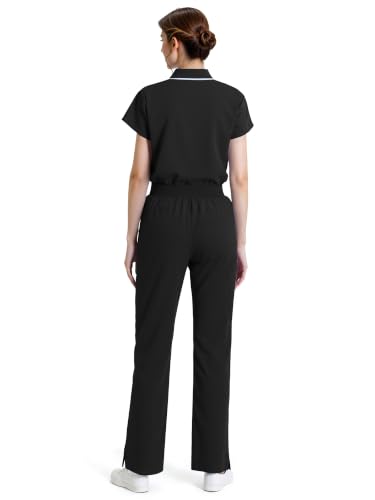 Image of Scrubs for Women, Short Length Zip Polo & Straight Pant 8 Pockets