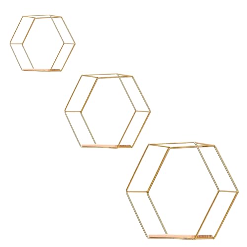Gold Metal Hexagon Floating Shelves