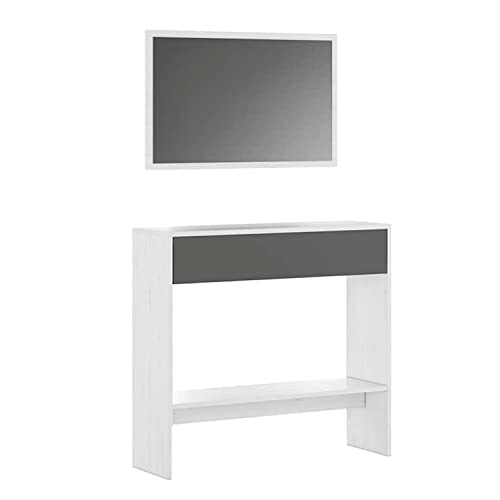 Shiito | Modelo Chelsea - Recibidor | Blanco Veteado y Grafito - 85 x 91.5 x 27.9 cm | Cajón para Extra de Almacenaje | Soporte para Colocar Llaves, Objetos, etc