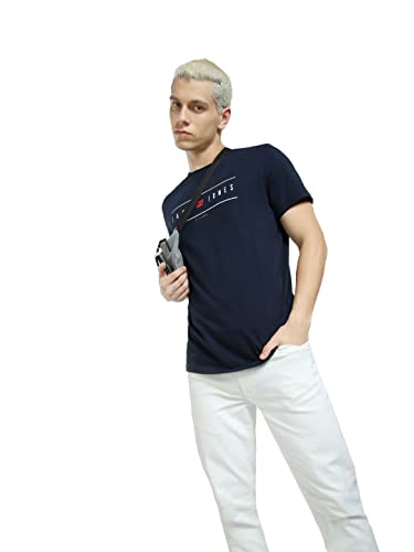 Image of JACK & JONES Men's Cotton Printed Slim Fit Crew Neck T-Shirt