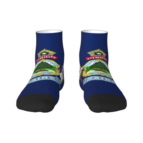 Maine State Flag print Men's Athletic Socks for Sports Outdoor Sports Socks for Men and Women Hiking