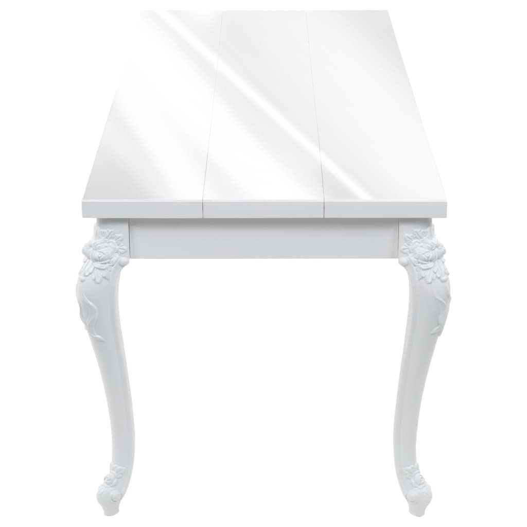 Stół do jadalni 179 x 89 x 81 cm, wysoki połysk, biały, blat z płyty MDF, nogi z tworzywa sztucznego, stabilny stół do jadalni, łatwy do czyszczenia, nowoczesny mały stół do jadalni do