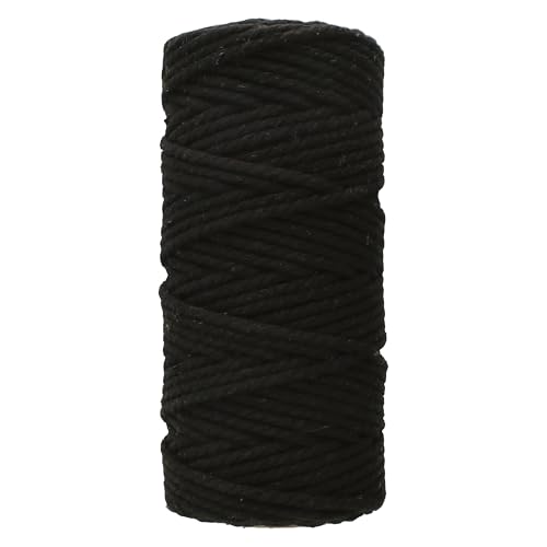 White Lion Macrame Cord – 80% Cotton & 20% Polyester – 2mm, 100 Foot Spool, Black Color – Rope for Handmade Crafts, Wall Hanging, Planters, Crafts, Knitting and Boho Arts