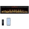 Kentsky 65" WiFi Electric Fireplace Inserts, Recessed and Wall Mounted Fireplace Heater W/Adjustable Flame Color & Brightness, Thermostat, 9H Timer, App and Remote Control, Low Noise, 750/1500W