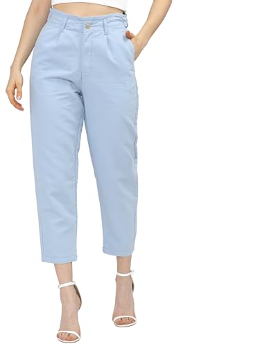 Image of Tokyo Talkies Women's Mom Fit Cropped Jeans | Stretchable Mid-Rise Jeans Pant