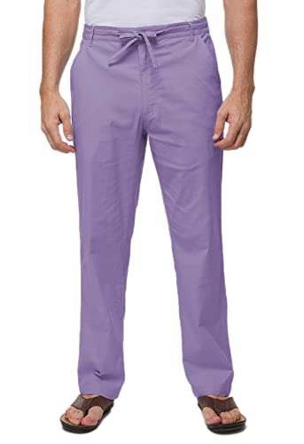 Janmid Mens Cotton Linen Drawstring Pants Elastic Waist Casual Jogger Yoga Pants Purple Xl #TOP3
