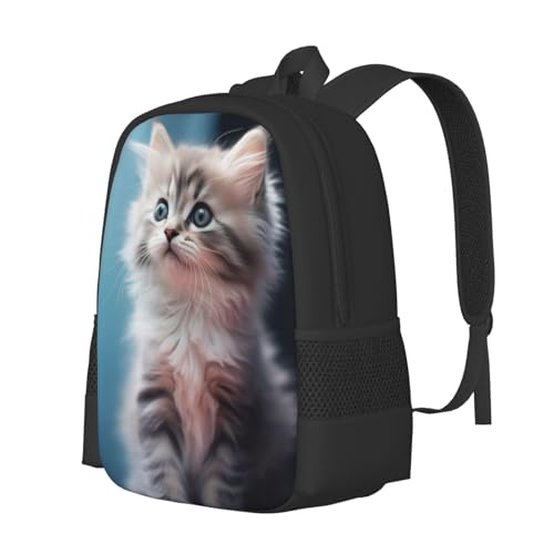 Durable Unisex 17 Backpack Kitten Portrait Fluffy Water Resistant for Work Travel & Outdoor Adventures 17 Inch Devices2
