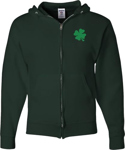 Buy Cool Shirts St Patricks Day Four Leaf Clover Chest Print Full Zip Hoodie