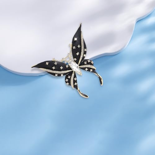 Image of ABJFJE Gold Enamel Crystal Butterfly Brooches for Womne Elegant Rhinestone Pearl Animal Brooch Pins Fashion Jewelry Brooch pin Accessories for Women Gift