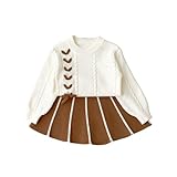 [YJSO] 子供服 120 ベビー服 プリーツスカート ベージェ セットアップ 上下セット キッズ ニットセーター 女の子 ガールズ 長袖セーター 花見 公園 プルオーバー おしゃれ 可愛い 七五三 プレゼント 入学式 誕生日 春秋 春服 秋服