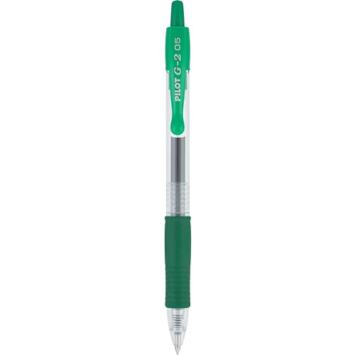 Image of Pilot G2 Retractable Premium Gel Ink Roller Ball Pens, Extra Fine Point, Green Ink, Dozen Box (31005)