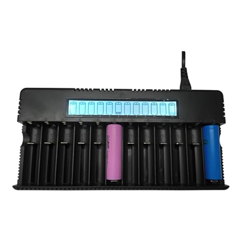 Image of METAPOD 12 Slot Battery Charger with LCD Display | HD-8994A Fast Charging 6400mA | Supports 18650, 26650, 21700, AA, AAA NiMH NiCd Li-ion Batteries | Smart Multi-Bay Charger
