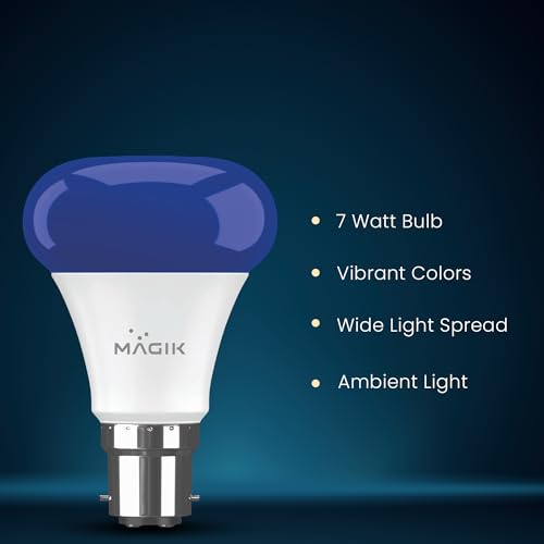 MAGIK Chroma 7W (Blue) LED Bulb | B22 Base | Vibrant Decorative Light for Home, Festive & Party Lighting | Energy Efficient | Pack of 1